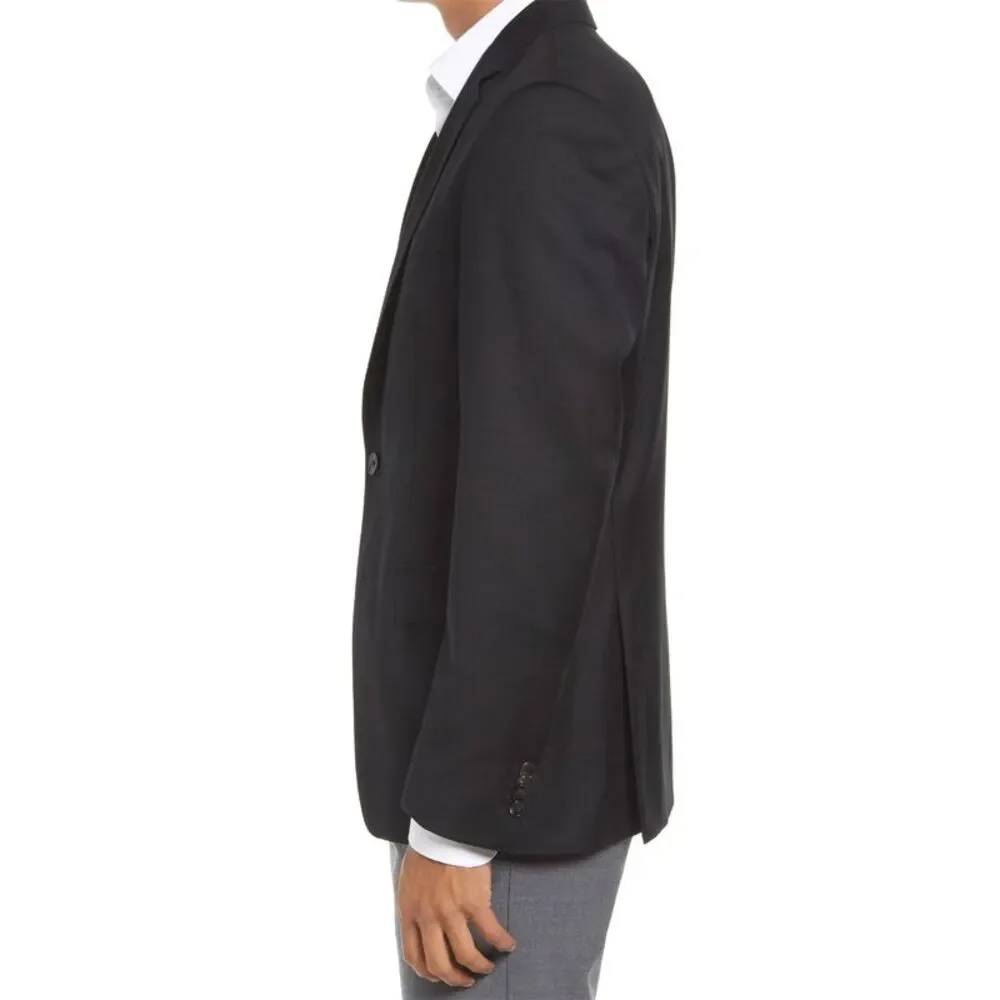 Hugo Boss Mens Jeffery Regular Fit Wool Sport Coat 40 Long Black - NWT